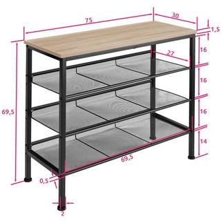 Tectake Étagère à chaussures WOLVERHAMPTON 75,5x30,5x69,5cm  