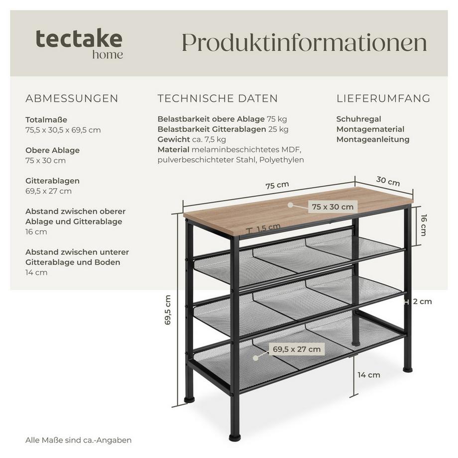 Tectake Scarpiera Wolverhampton stile industriale  
