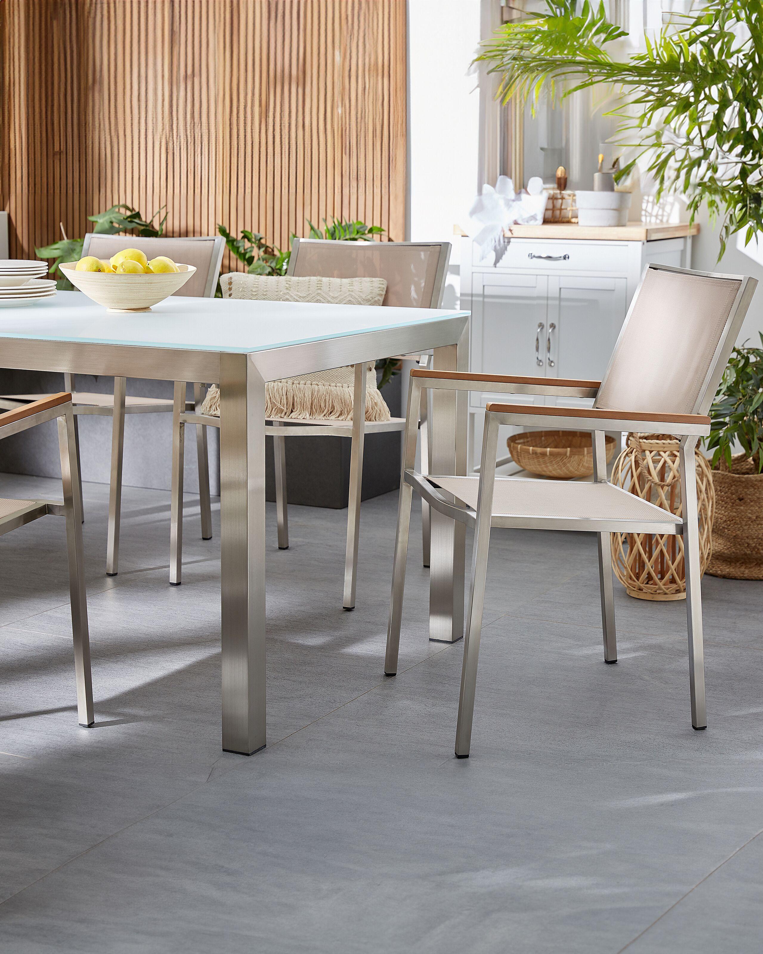 Beliani Lot de 4 chaises de jardin en Acier inox Moderne GROSSETO  