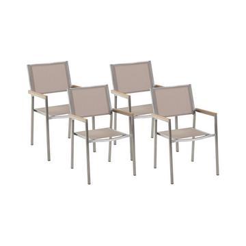 Set mit 4 Stühlen aus Edelstahl Modern GROSSETO