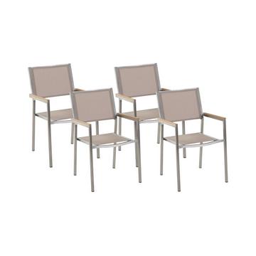 Lot de 4 chaises de jardin en Acier inox Moderne GROSSETO