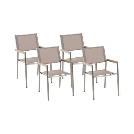 Beliani Lot de 4 chaises de jardin en Acier inox Moderne GROSSETO  