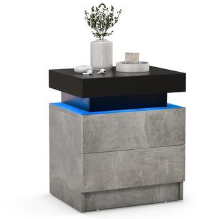 Northix Table de chevet avec lumières LED & 2 tiroirs & table de chevet télécommandée 45 x 35 x 52 cm gris  