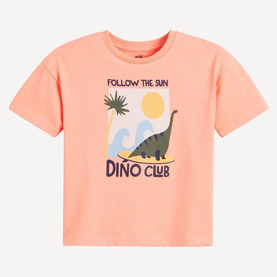 La Redoute Collections  T-Shirt mit rundem Ausschnitt und Dino-Print 