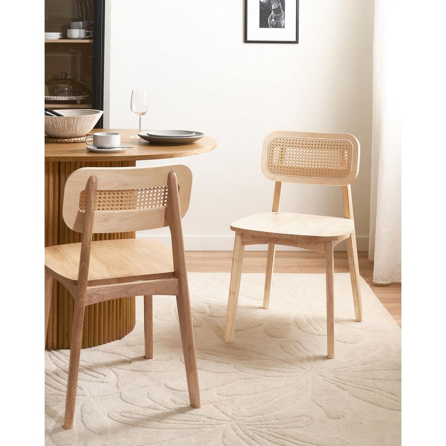 Beliani Esszimmerstuhl 2er Set aus Gummibaumholz Minimalistisch KENO  