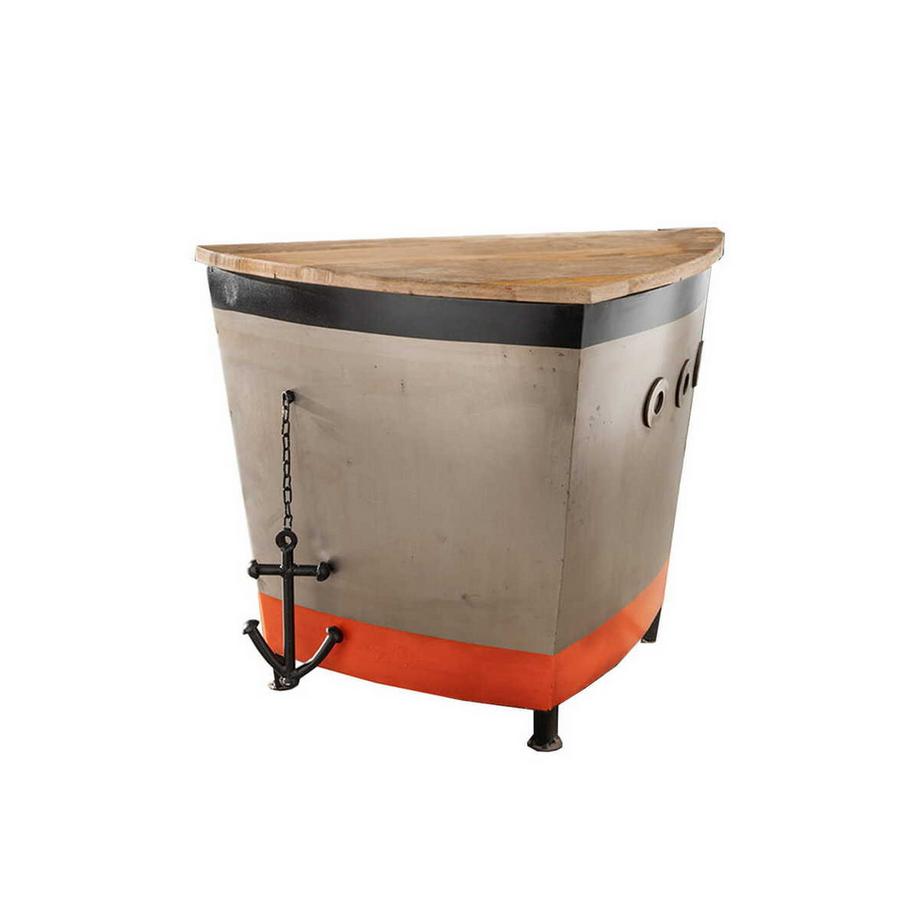 mutoni Table d'appoint en forme de proue de bateau Titanic argent-orange  