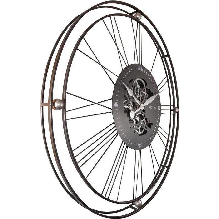 NeXtime Wanduhr Wire Gear Clock 90.5 Ø, Silber  