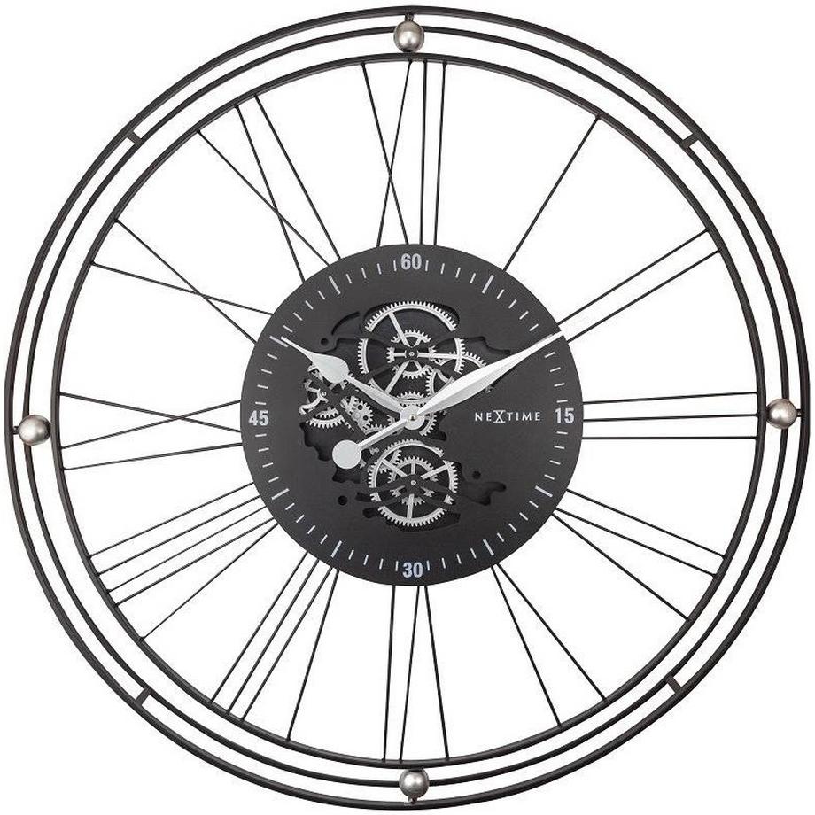 NeXtime Wanduhr Wire Gear Clock 90.5 Ø, Silber  