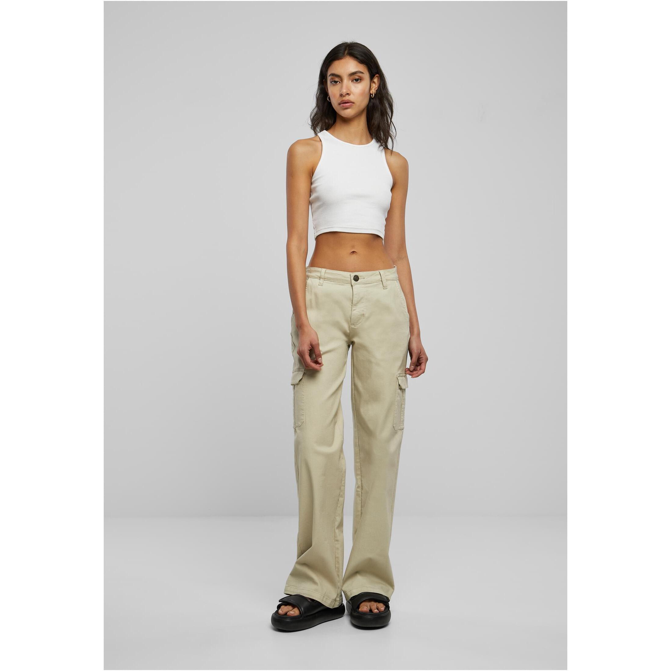 URBAN CLASSICS High Waist Straight Leg Denim Cargo Hose  