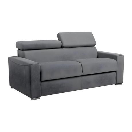 LINEA SOFA Canapé 3 places convertible express en tissu gris - couchage lattes larges 140 cm - Matelas 22 cm avec mémoire de forme VIZIR  