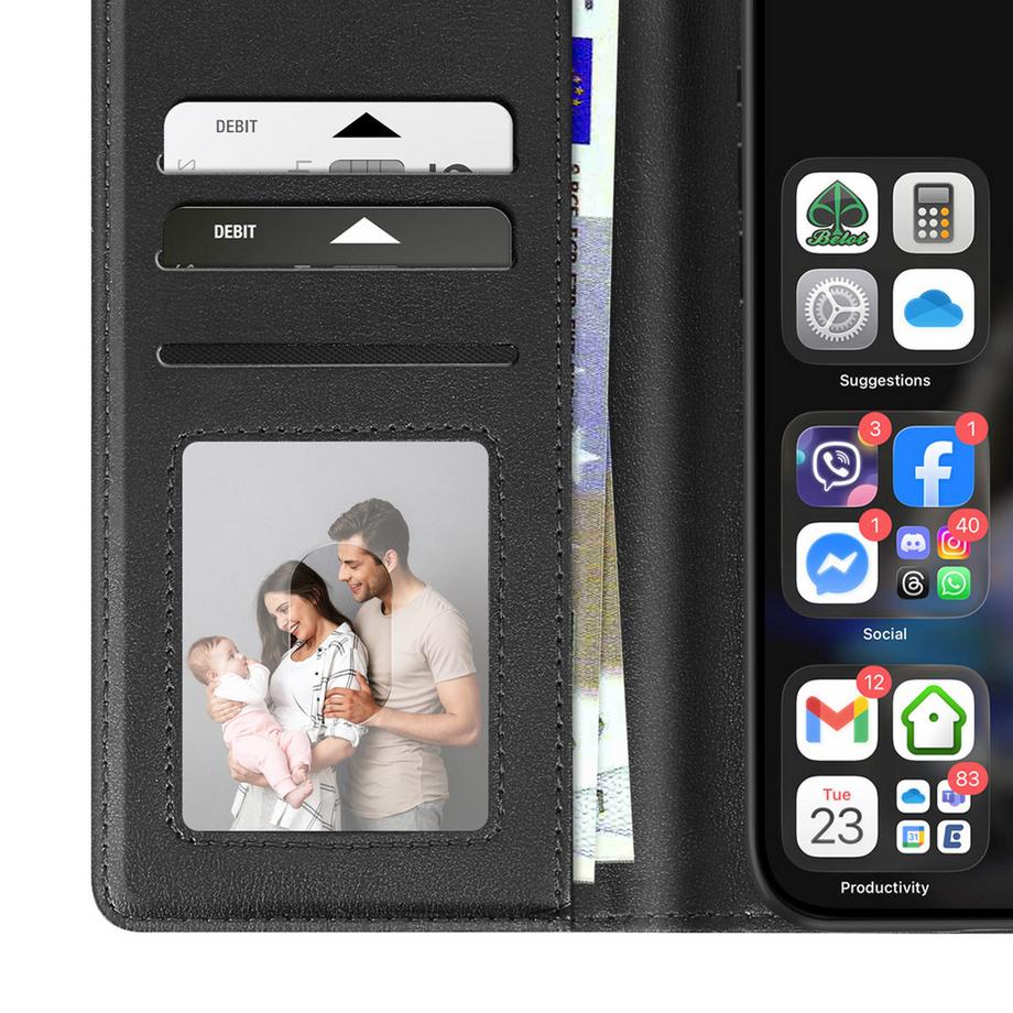 Avizar  Étui Portefeuille Cuir iPhone 16 Pro Max 