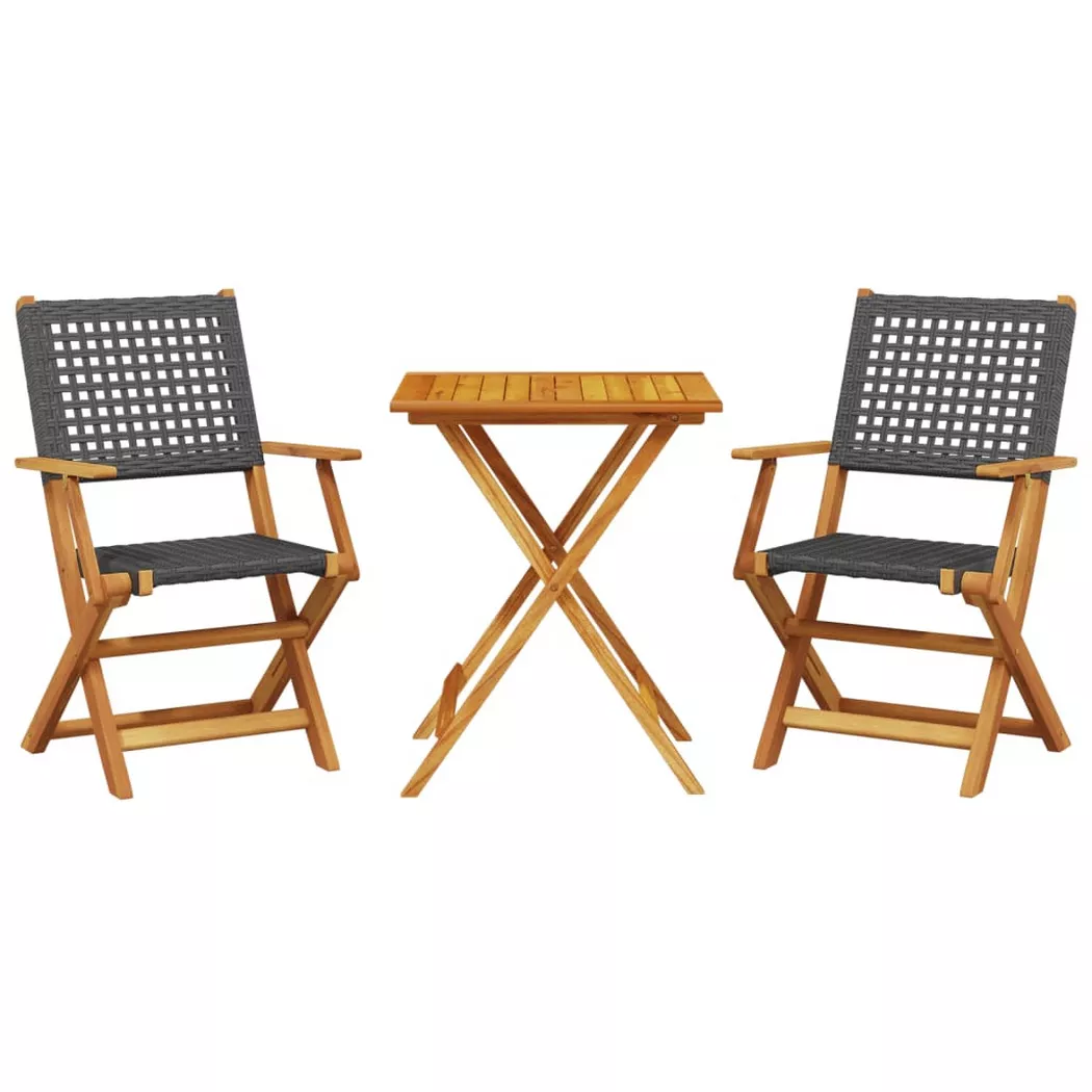 VidaXL - set da bistrò Legno di acacia, One Size, Nero