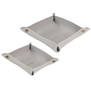 2x Taschenleerer aus Kunstleder in Grau