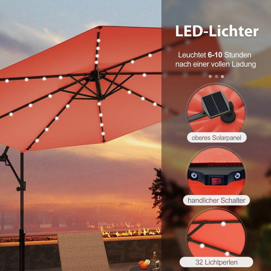 Northix Solar-LED-Terrassenschirm  