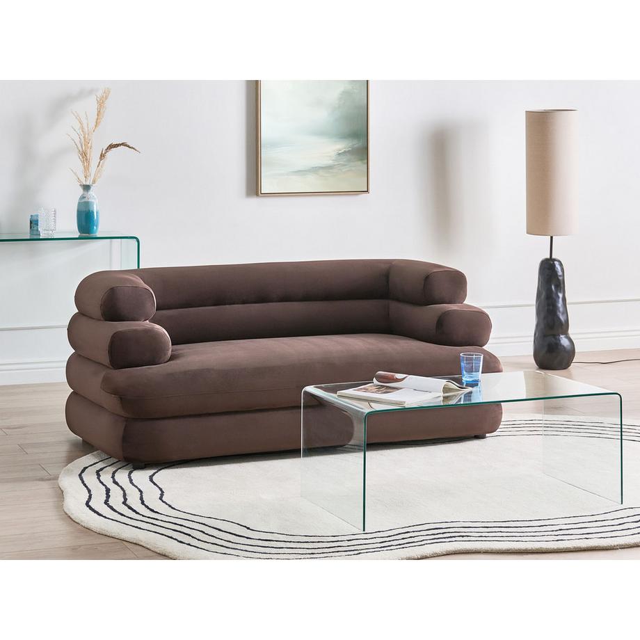 Beliani Canapé 2 places en Velours Traditionnel HELLE  