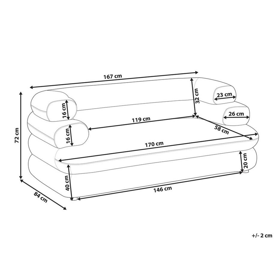 Beliani Canapé 2 places en Velours Traditionnel HELLE  