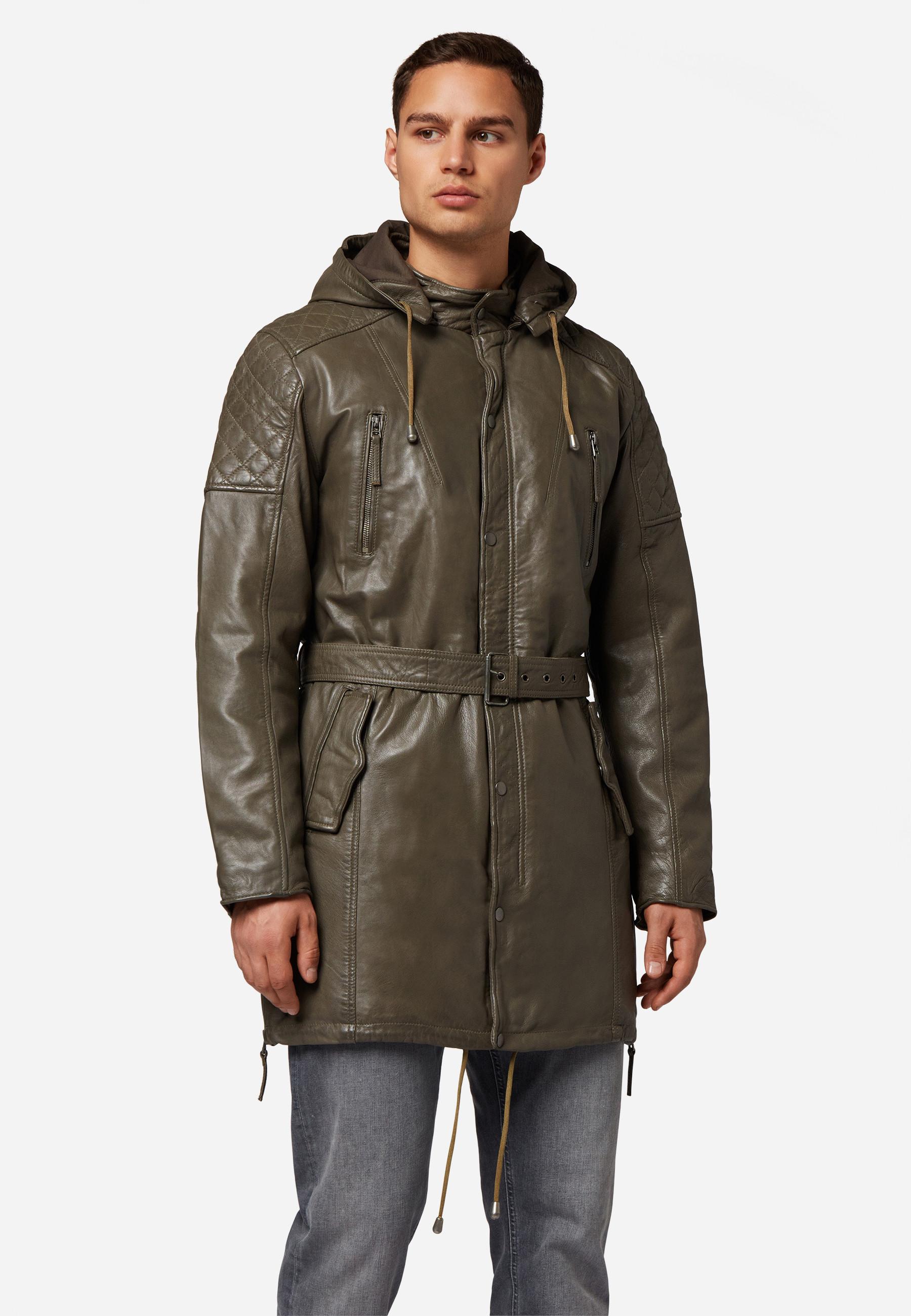 RICANO  Manteau en cuir pour homme Sheena, style parka moderne 