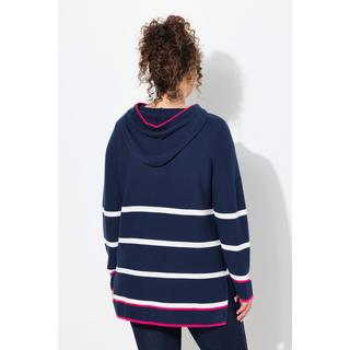 Ulla Popken  Pullover, Ringel, Farbakzente, Kapuze, Langarm 