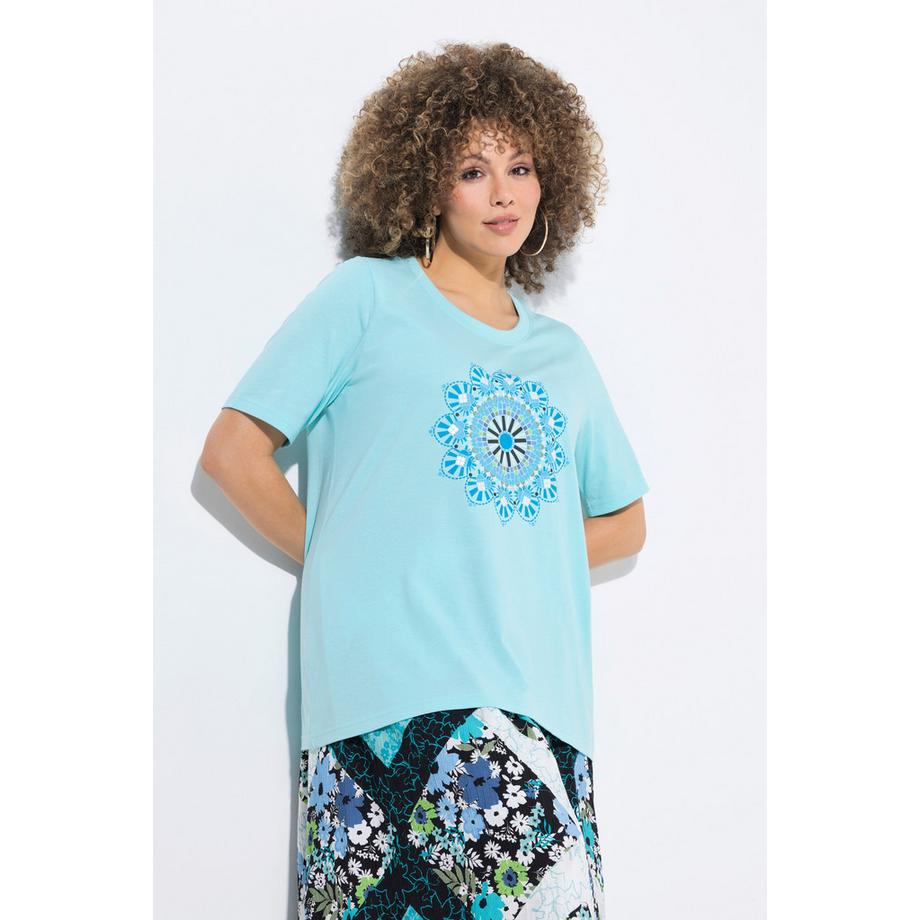 Ulla Popken Mandala A-Linie Rundhals Halbarm T-Shirt  