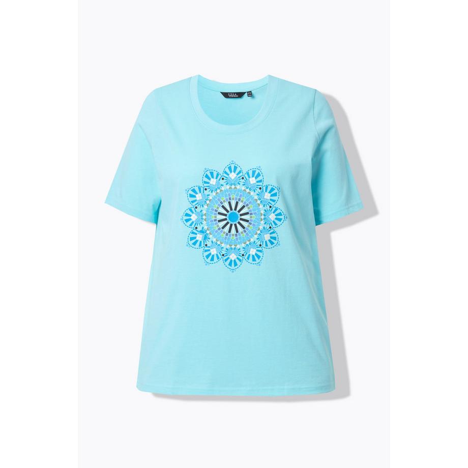 Ulla Popken Mandala A-Linie Rundhals Halbarm T-Shirt  