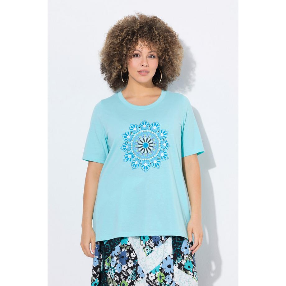 Ulla Popken Mandala A-Linie Rundhals Halbarm T-Shirt  