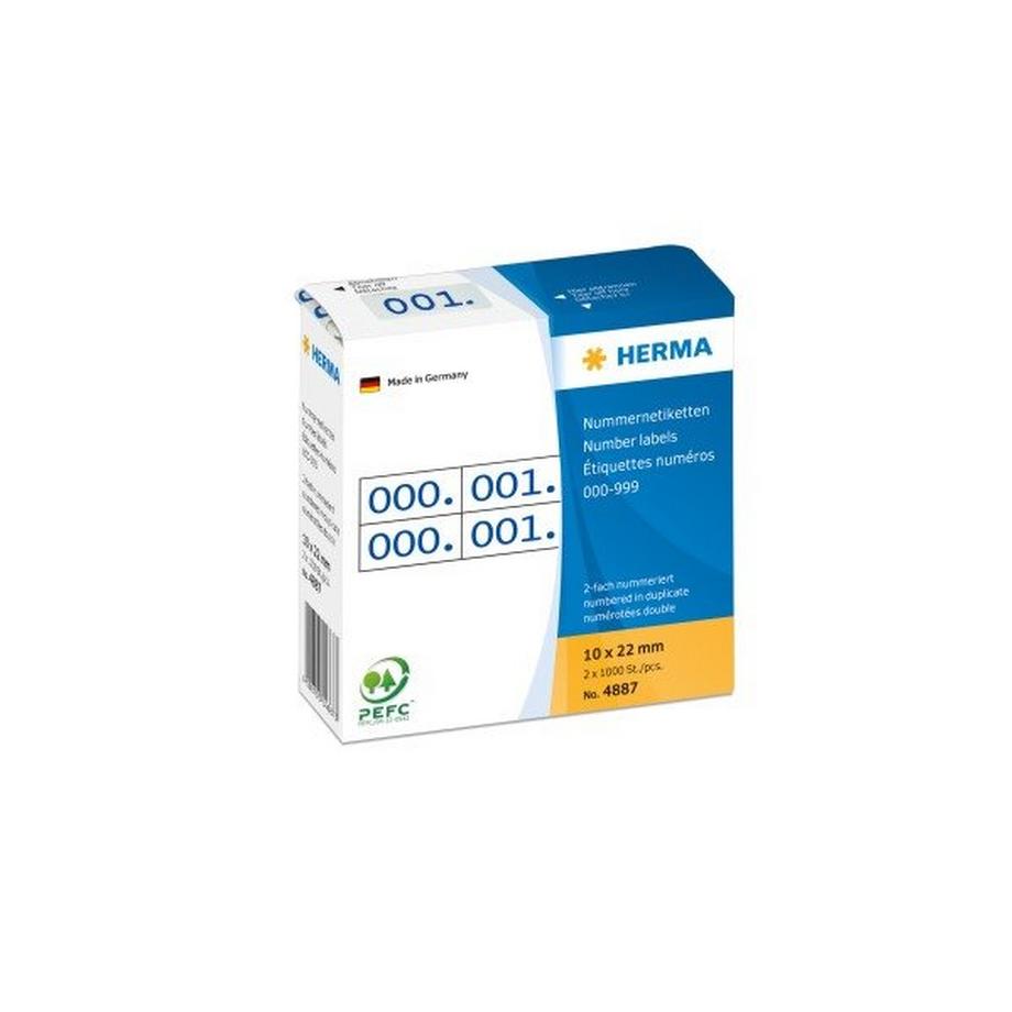 HERMA Doppel-Nummern 10x22mm 4887 blau, 0-999