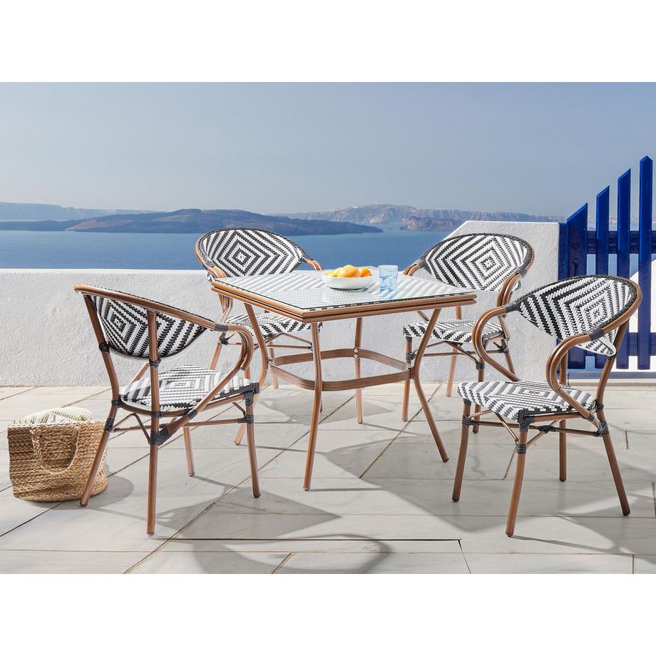 Beliani Garten-Essgruppe für 4 Personen aus PE Rattan Boho CASPRI  