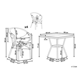 Beliani Ensemble de salle à manger de jardin pour 4 personnes en Polyrotin Boho CASPRI  