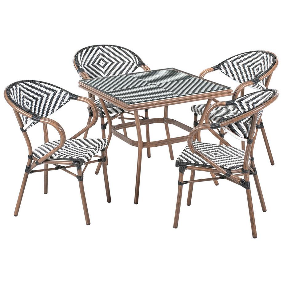 Garten-Essgruppe für 4 Personen aus PE Rattan Boho CASPRI
