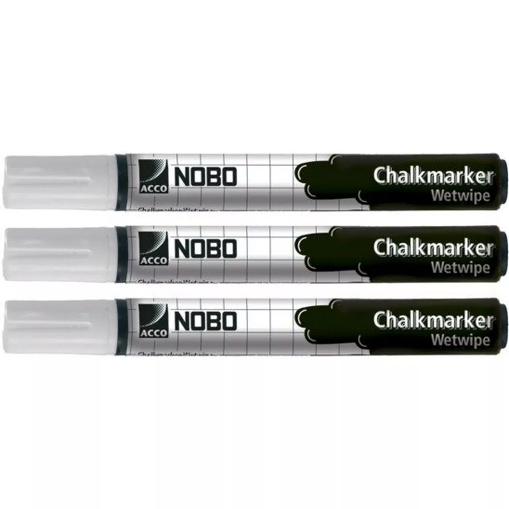 Nobo Chalk Wet Erase Markers (3 pcs)