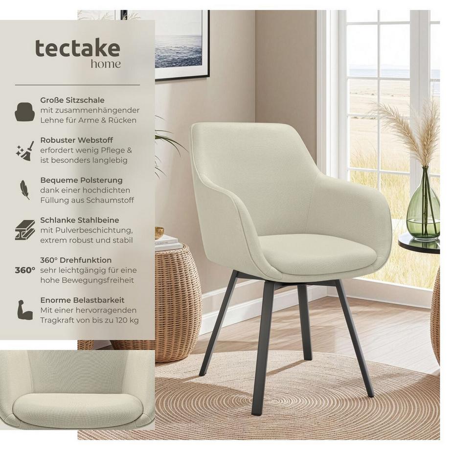 Tectake Chaise pivotante à accoudoirs Alicon rembourré  