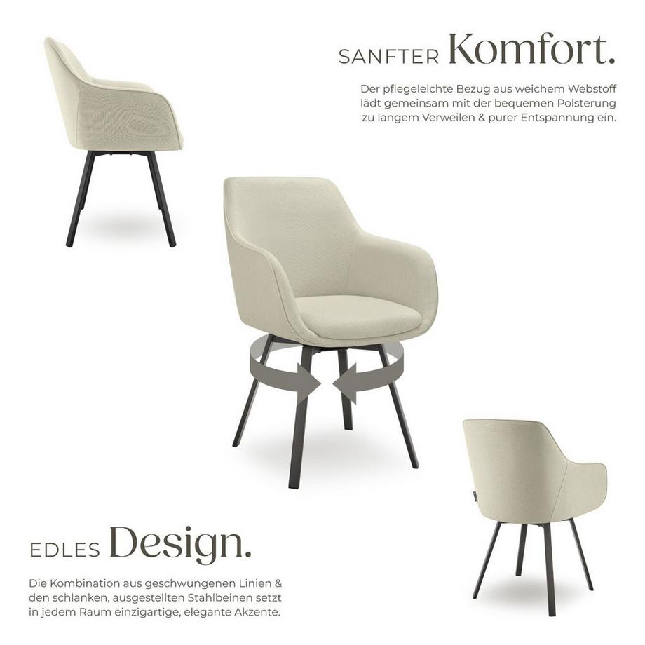 Tectake Chaise pivotante à accoudoirs Alicon rembourré  