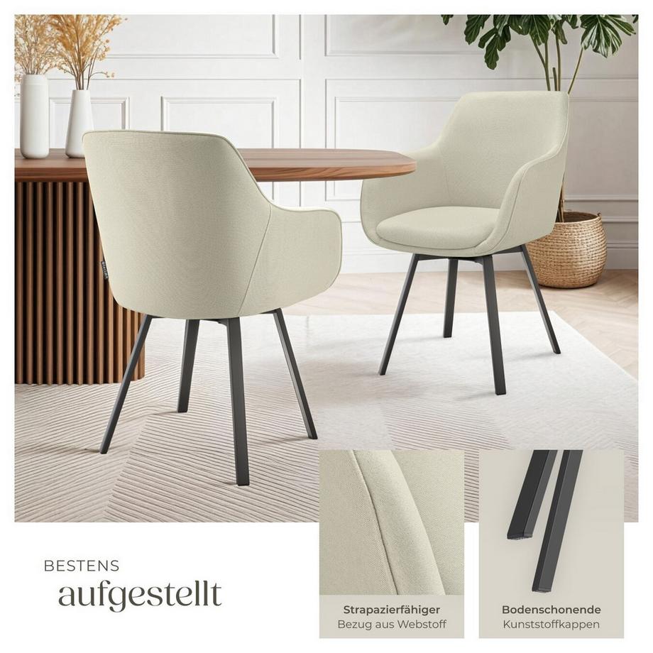 Tectake Chaise pivotante à accoudoirs Alicon rembourré  