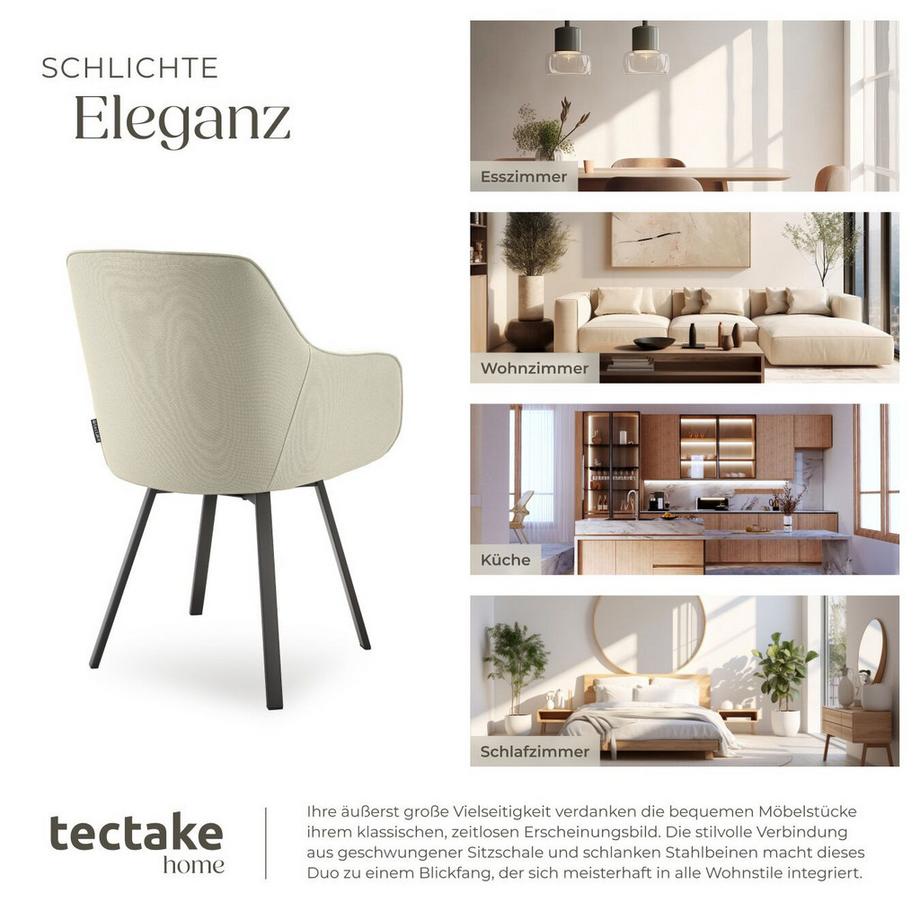 Tectake Chaise pivotante à accoudoirs Alicon rembourré  