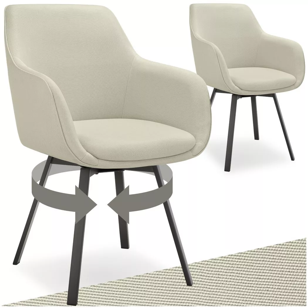 Tectake - Chaise pivotante à accoudoirs Alicon rembourré, 2 Stück, Multicolor