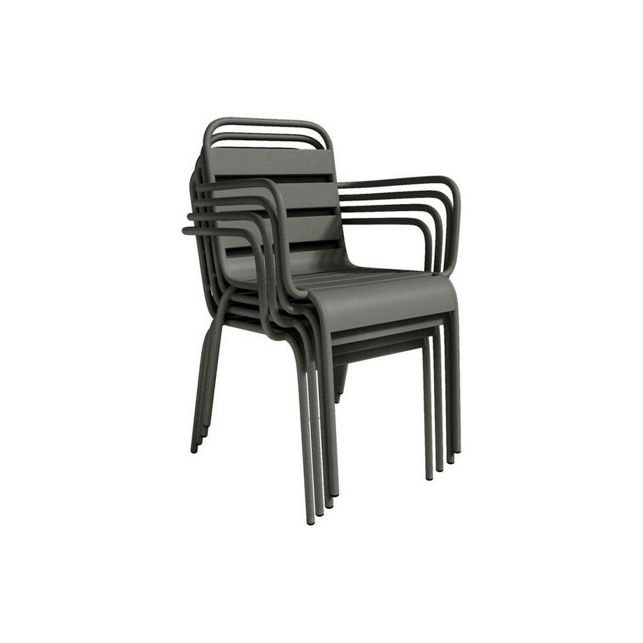 Vente-unique Gartensessel stapelbar 2er-Set - Metall - Dunkelgrau - MIRMANDE von MYLIA  