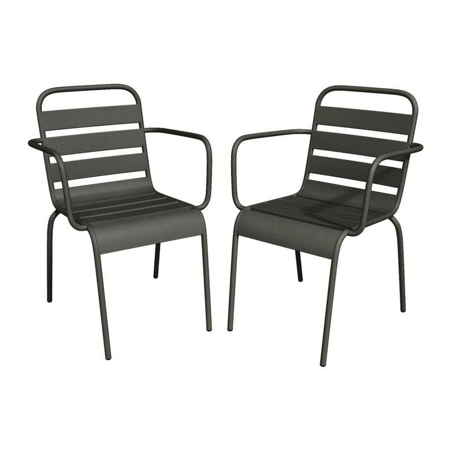 Gartensessel stapelbar 2er-Set - Metall - Dunkelgrau - MIRMANDE von MYLIA