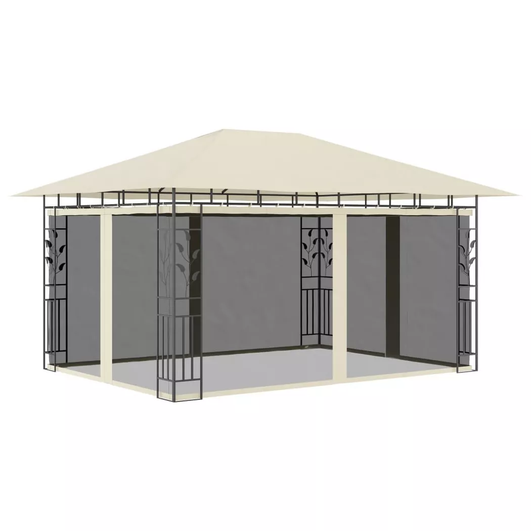 Gazebo Con Zanzariera 4x3x2,73 M Crema 180 G/m² - Vidaxl
