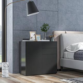 Northio Buffet Meuble De Rangement Noir Avec 2 Tiroirs Et 2 Portes, Protection Contre L'Inclinaison, Pour Salon/Chambre, 117X36X74Cm  