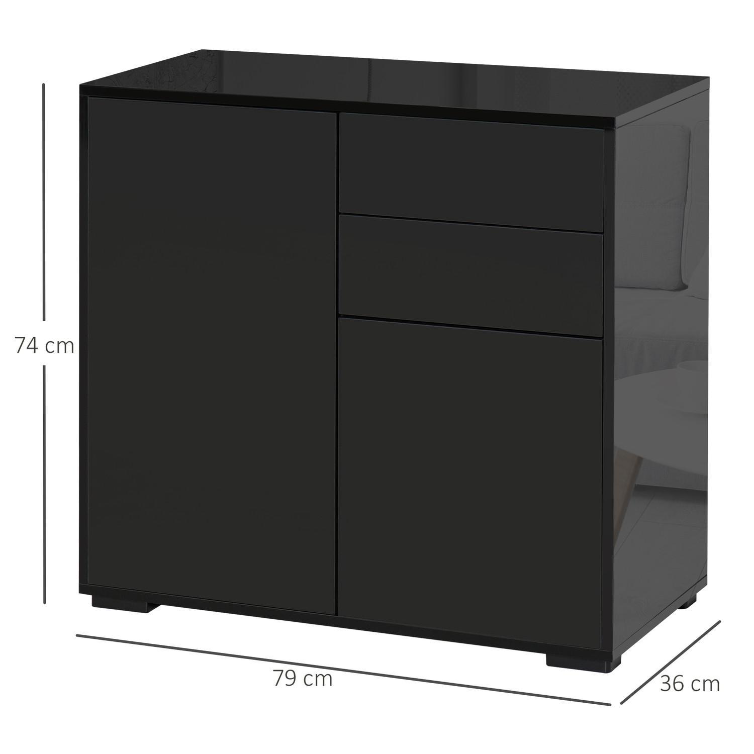Northio Buffet Meuble De Rangement Noir Avec 2 Tiroirs Et 2 Portes, Protection Contre L'Inclinaison, Pour Salon/Chambre, 117X36X74Cm  