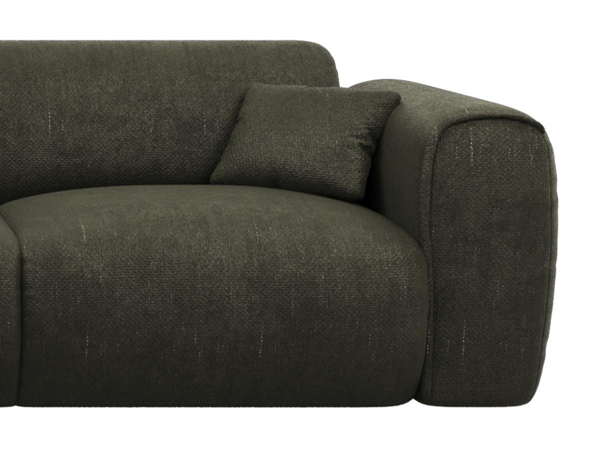 Vente-unique Grand canapé d'angle gauche en tissu texturé vert olive POGNIA  