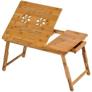 Tectake tavolino porta PC da letto 55x35x26cm, in legno, regolabile  