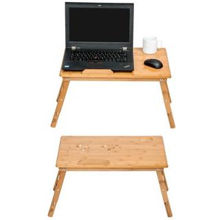 Tectake tavolino porta PC da letto 55x35x26cm, in legno, regolabile  