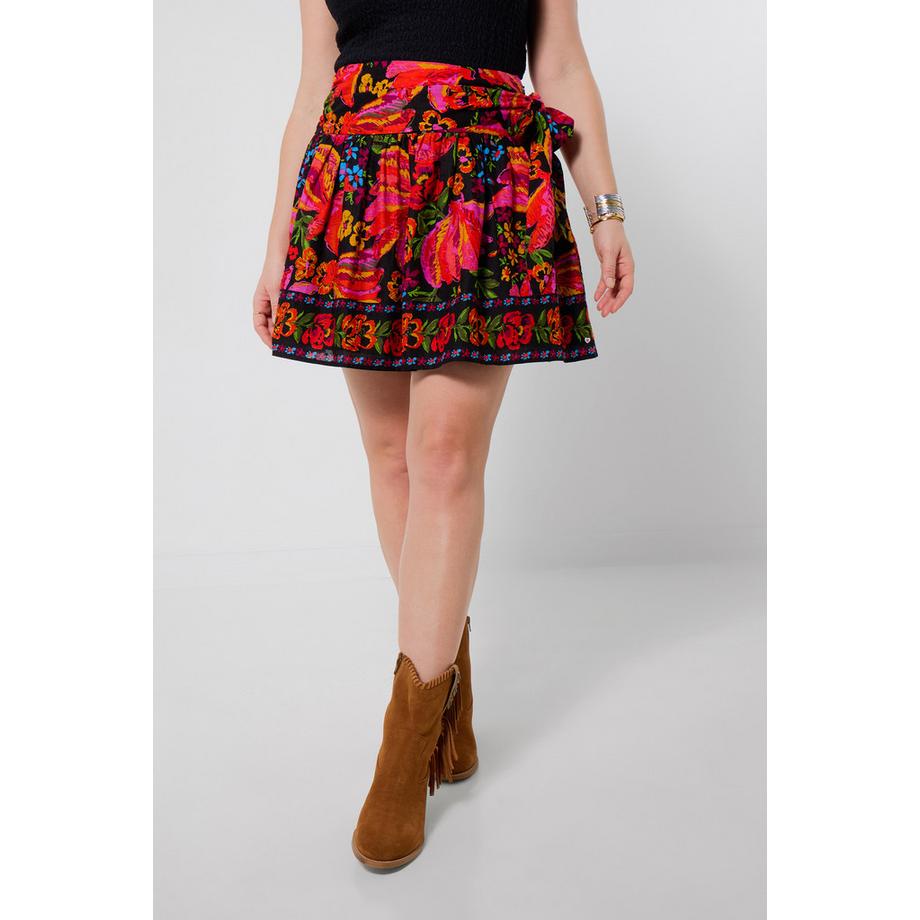 Joe Browns Mini-Jupe Imprimé Floral avec Ceinture à Nœud  
