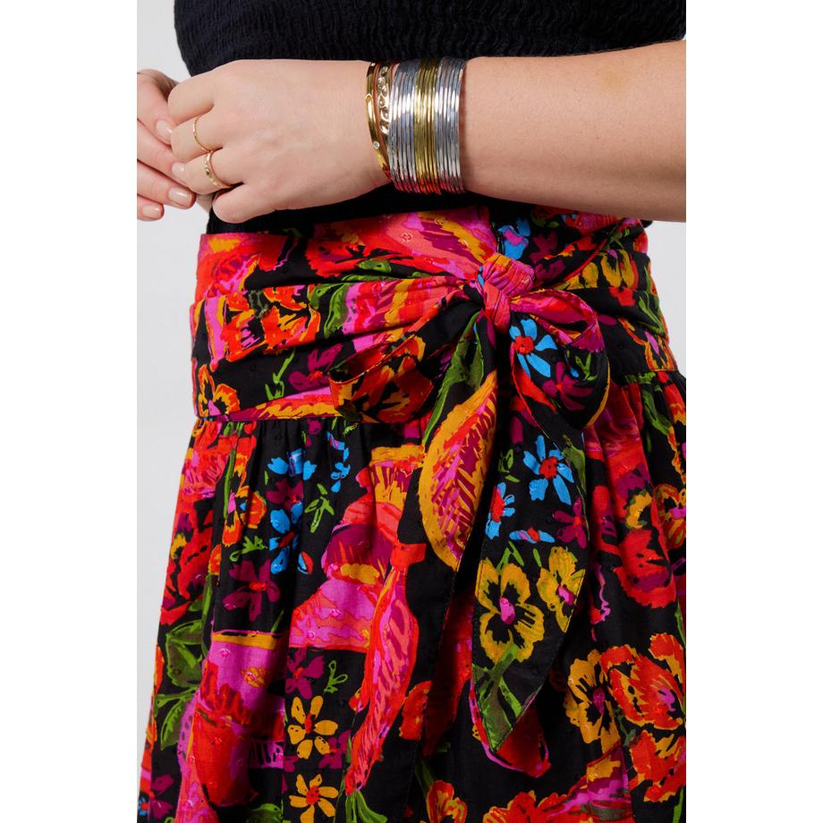 Joe Browns Mini-Jupe Imprimé Floral avec Ceinture à Nœud  