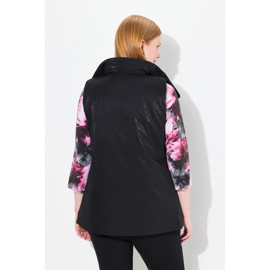 Ulla Popken Weste mit Schmuckverschluss Stehkragen  