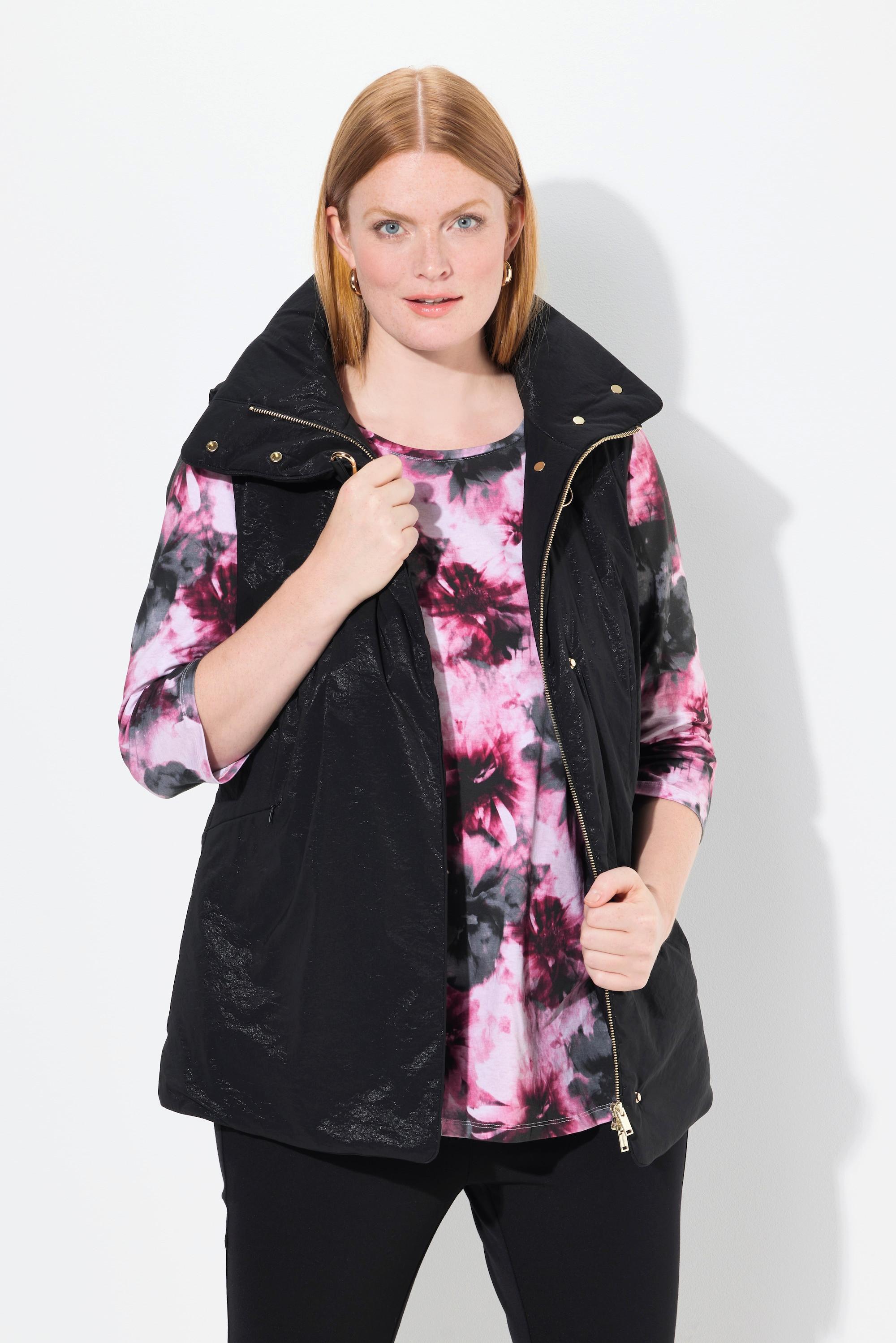 Ulla Popken Gilet à Fermeture Décorée Col Montant  