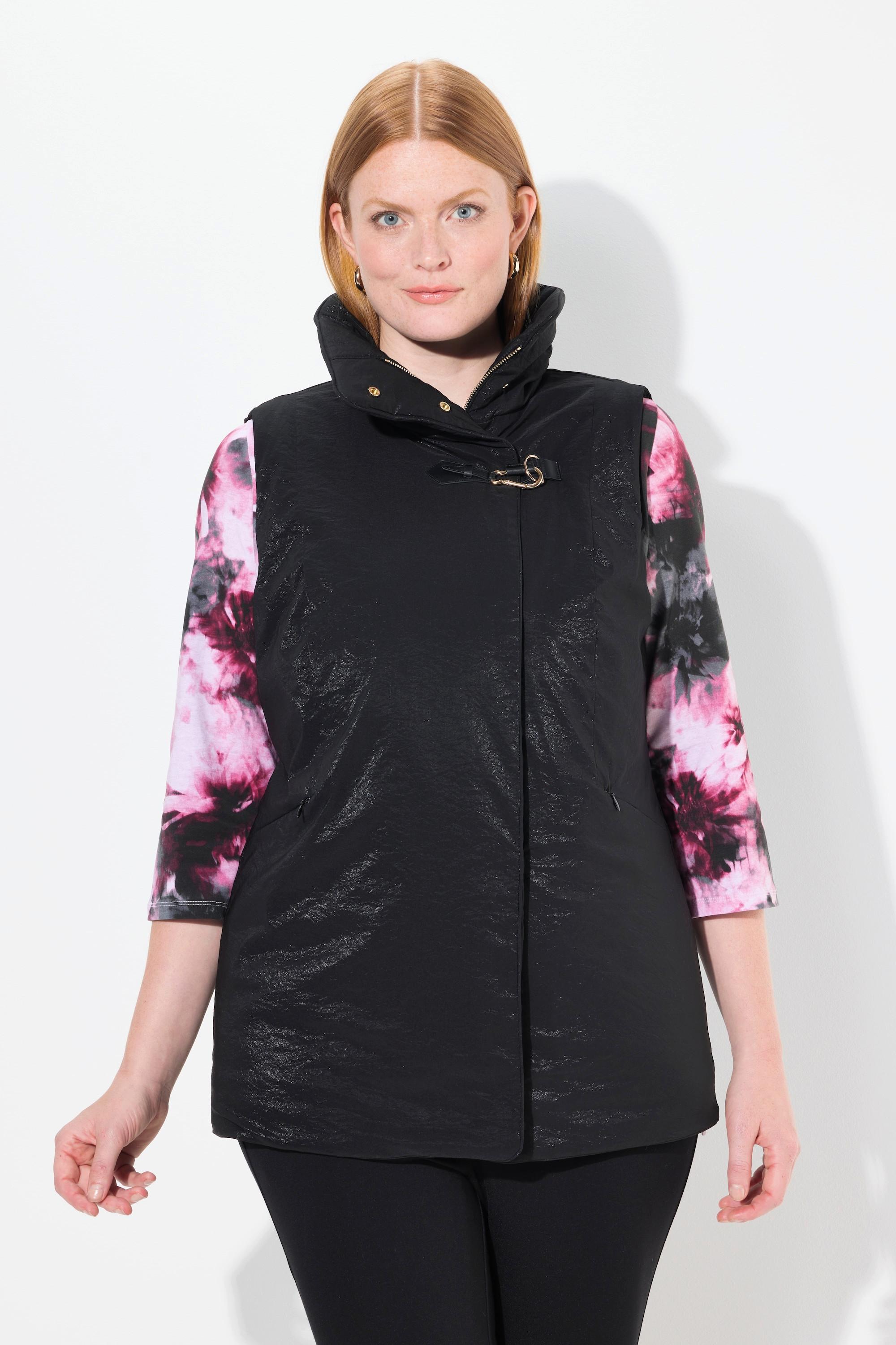 Ulla Popken Gilet à Fermeture Décorée Col Montant  