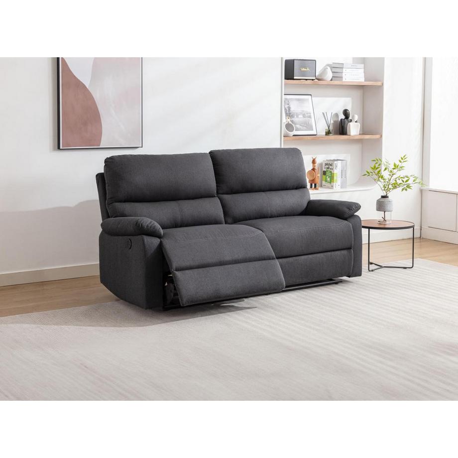 Vente-unique Relaxsofa elektrisch 3-Sitzer - Stoff - Anthrazit - LUNANO  