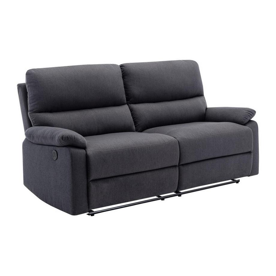 Vente-unique Relaxsofa elektrisch 3-Sitzer - Stoff - Anthrazit - LUNANO  